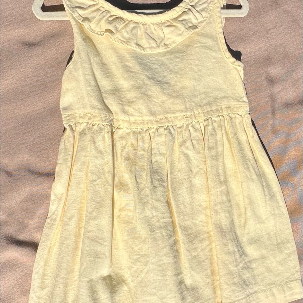 Toddler Linen Yellow Sleeveless Ruffle Dress